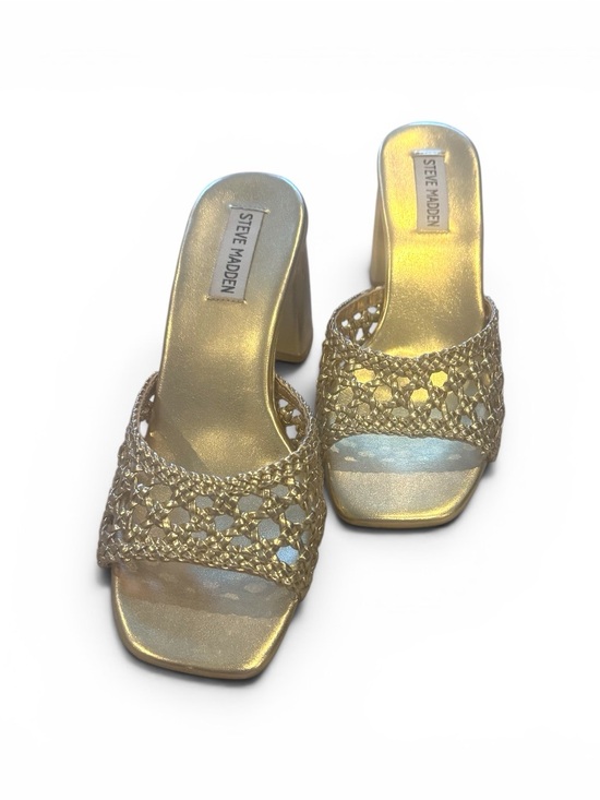 Steve Madden Shoes - Steve Madden Metallic Gold Woven Block Heel Mules